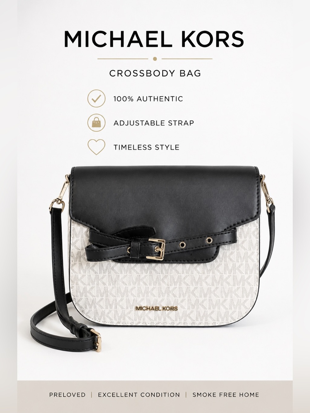 Michael Kors Emilia Small Logo Crossbody Bag Vanilla Black 35S2GU5C1B